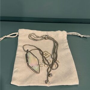 Kendra Scott Adjustable Silver Necklace with White Stone